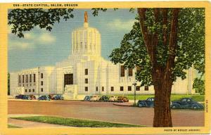 The State Capitol Building - Salem, Oregon - pm 1945 - Linen