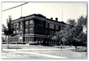 1951 High School Building Campus Red Oak Iowa IA RPPC Photo Vintage Postcard