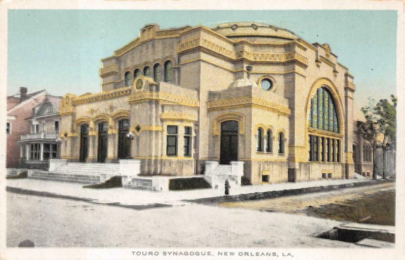 TOURO SYNAGOGUE NEW ORLEANS LOUISIANA JUDAICA POSTCARD (c. 1915)