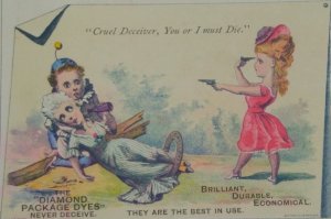 1800s Diamond Dyes Theatrical Comical Cruel Deceiver Geo Varney Trade Card