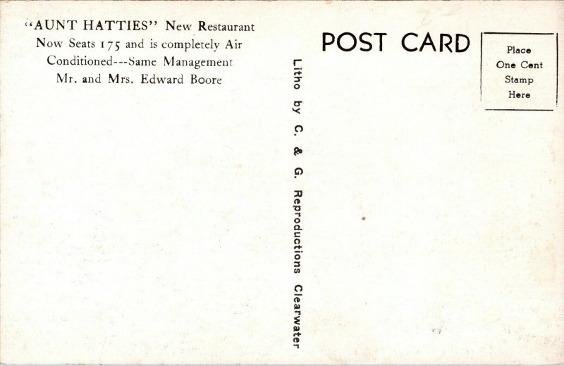 Postcard Aunt Hatties Restaurant in St. Petersburg, Florida~134081