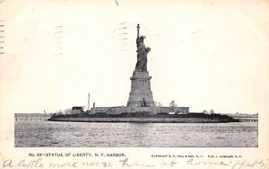 Statue of Liberty New York City, USA 1907 writing on front, postal marking on...