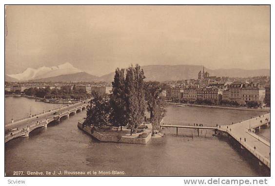 Ile J. J. Rousseau Et Le Mont-Blanc, Geneve, Switzerland, 1900-1910s