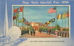 New York Worlds Fair 1929 Railroad Building Miller #143 Postcard 21-440