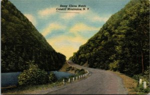 Vtg 1940's Stony Clove Notch Catskill Mountains New York NY Linen Postcard