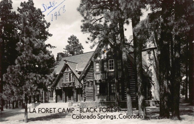 Real Photo Postcard La Foret Camp Black Forest Colorado Springs Colorado~117946