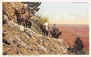 Grand View Trail Burro Riders Grand Canyon National Park AZ Phostint postcard