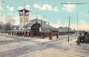 Charlotte North Carolina Southern Depot Train Station Vintage Postcard AA27770