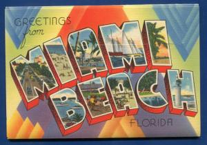 Miami Beach Florida fl Collins Avenue night Sunset Island postcard folder