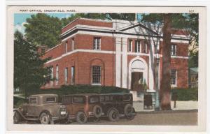 Post Office Cars Greenfield Massachusetts 1936 postcard
