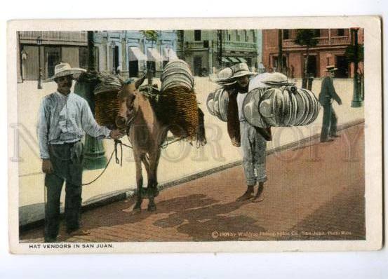 147485 USA PUERTO RICO SAN JUAN Hat vendors Vintage postcard