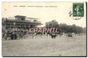 Old Postcard Horse Riding Equestrian Racing Paris in Auteuil grandstand