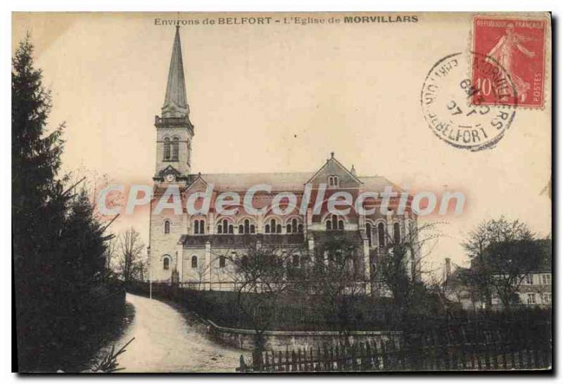 Old Postcard surroundings Belfort Church of Morvillars