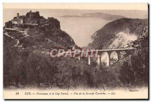 Old Postcard Panorama Eze and Cap Ferrat Bridge and building cornice