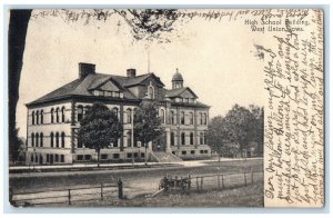 1907 Exterior View High School Building West Union Iowa Antique Vintage Postcard