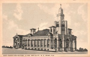 Miami FL-Florida, Church and Rectory 1st Ave. Religious Vintage Postcard