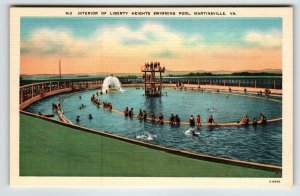 Liberty Heights Swimming Pool Martinsville Virginia Postcard Linen Unposted VA