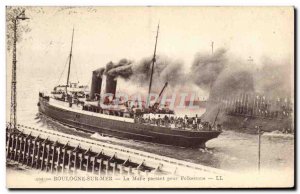 Postcard Old Boat Boulogne Gladstone leaving for Folkestone