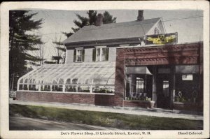 Exeter New Hampshire NH Dot's Flower Shop Lincoln St. c1920s Postcard