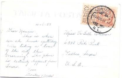 Mexico Restaurant  1953 Postmark.