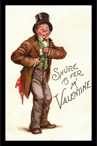 1914 Valentine Young Man Top Hat Victorian Dressed Waterloo Iowa Postcard 5-45