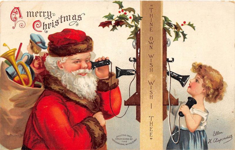 E34/ Santa Claus Merry Christmas Holiday Postcard c1910 Ellen Clapsaddle Phone13