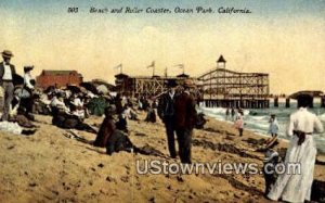 Repro - Beach & Roller Coaster 1905 - Ocean Park, California CA Postcard