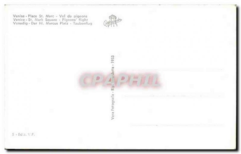 Postcard Old Venice St. Mark's Square Venice Pigeons In Flight