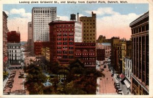 Michigan Detroit Looking Down Griswold Street and Shelby From Capitol Park 1923