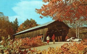 Vintage Postcard Vacationland Old Covered Bridge Maine Eastern Illustrating Pub.