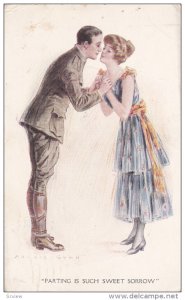 Soldier and Woman about to kiss, Paarting is such sweet sorrow, PU-1918
