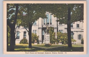 Court House And Cenotaph, Goderich, Ontario, Vintage PECO Postcard