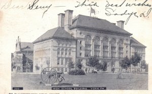 Vintage Postcard 1904 View of The High School Building York Pennsylvania PA