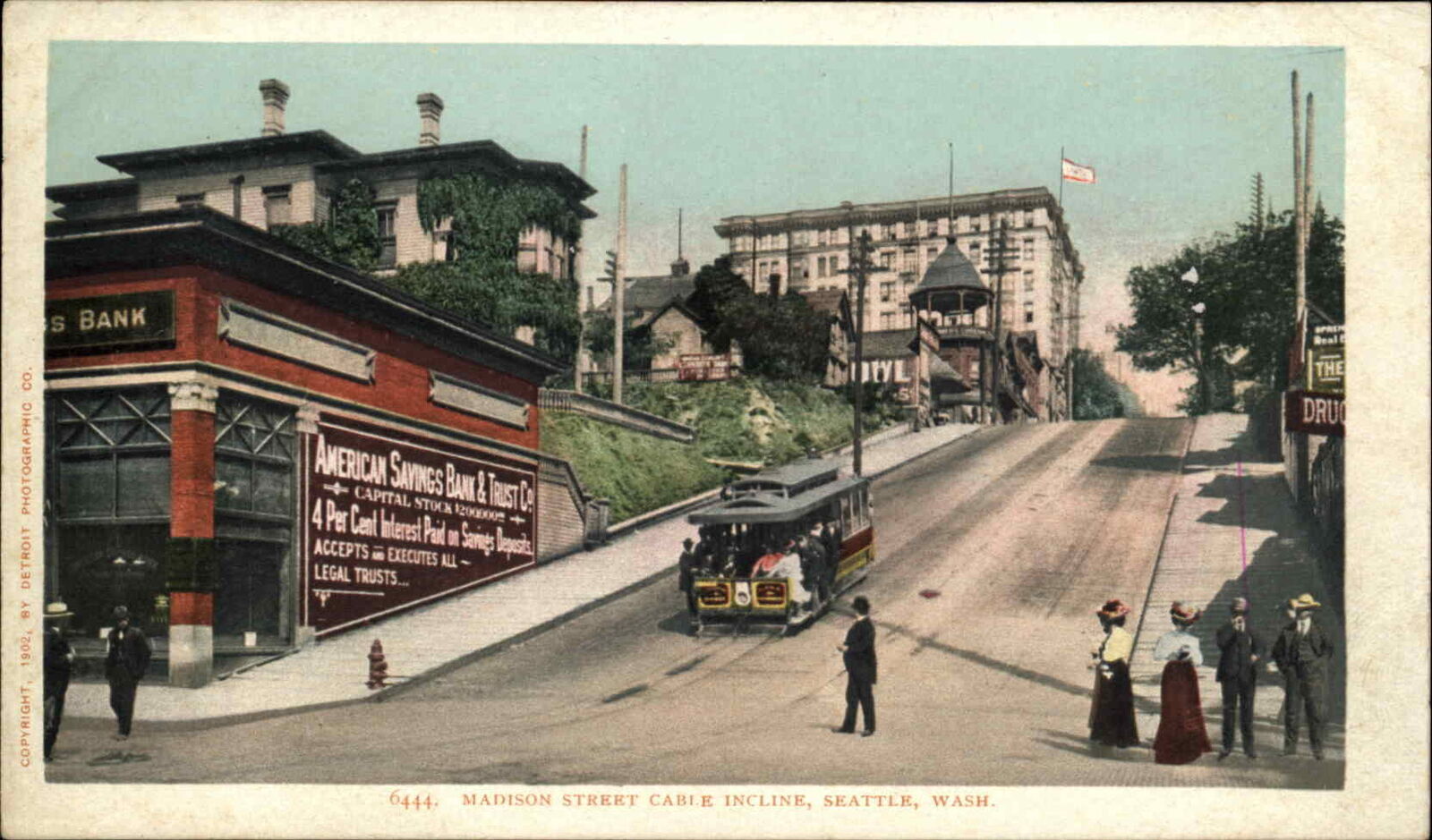 Seattle WA Trolley Cable Car Madison St. #6444 c1910 Detroit Publishing ...