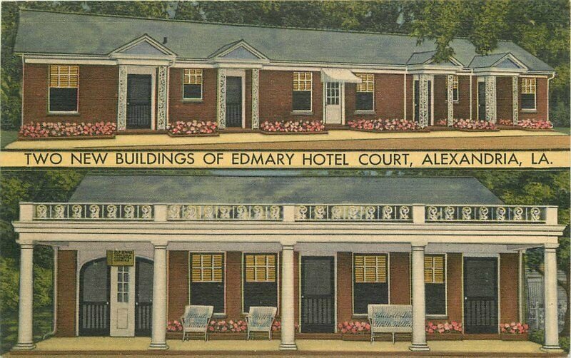 Alexandria Louisiana Edmary Hotel Court Apartments Teich linen Postcard 20-8296