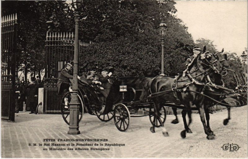 PC FETES FRANCO-NORVEGIENNES ROI HAAKON ET PRESIDENT NORWEGIAN ROYALTY (a32396)