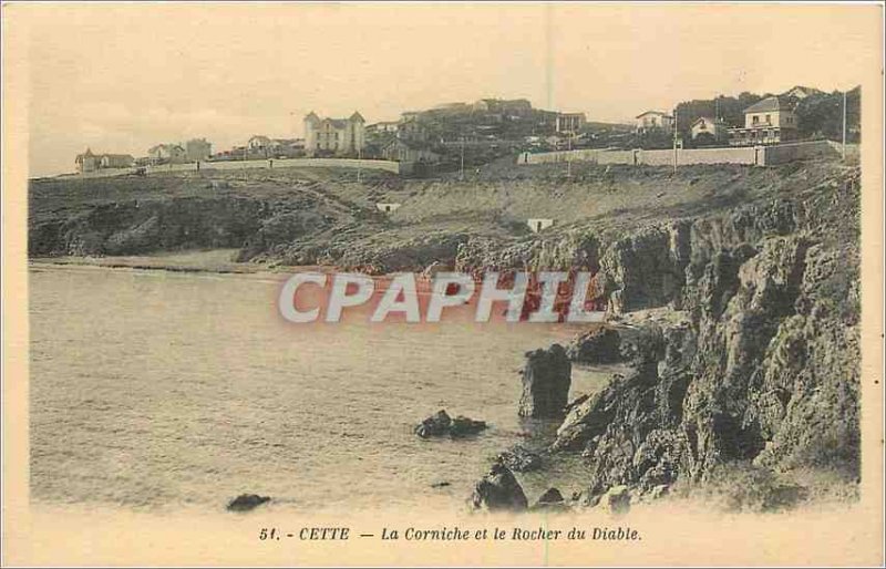 Old Postcard The Corniche and the Rock of the Devil