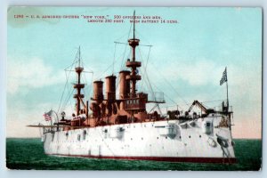 New York Postcard US Armored Cruiser Battleship Warship Navy World War II c1910