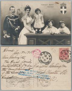 KING OF ITALY VICTOR EMMANUEL III ROYAL FAMILY 1908 ANTIQUE PHOTO POSTCARD RPPC