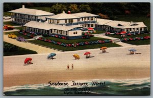 Postcard Myrtle Beach SC c1940s Gardenia Terrace Motel Beach View Linen