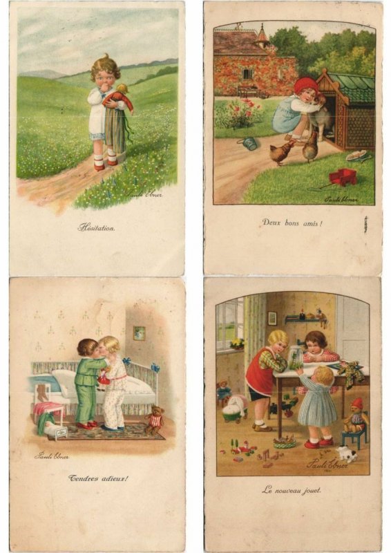 PAULI EBNER CHILDREN ARTIST SIGNED 100 VINTAGE POSTCARDS (L3450)