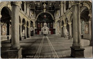 Interior of St Mary's Chapel Terre Haute IN c1914 Vintage Postcard T40