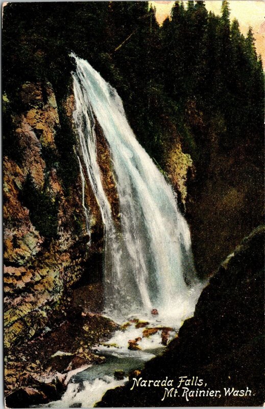 Narada Falls Mt Rainier Washington WA Antique Postcard DB UNP Unused Germany  