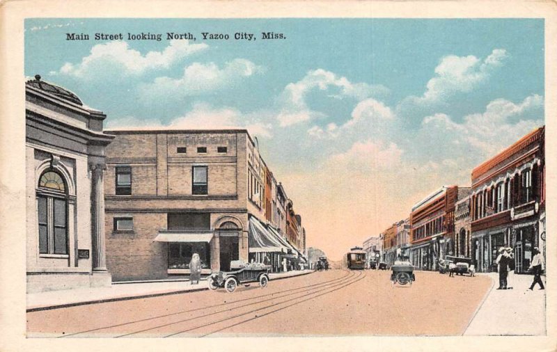 Yazoo City Mississippi Main Street looking North Vintage Postcard TT0038