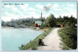 Moberly Missouri Postcard Water Works Canoeing Boat Lake River Road 1911 Vintage