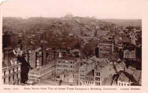 E42/ Cincinnati Ohio Real Photo RPPC Postcard 1908 Union Trust Building Birdseye