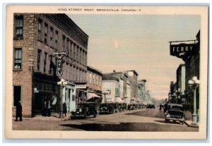 c1940's King Street West Brockville Ontario Canada Vintage Unposted Postcard