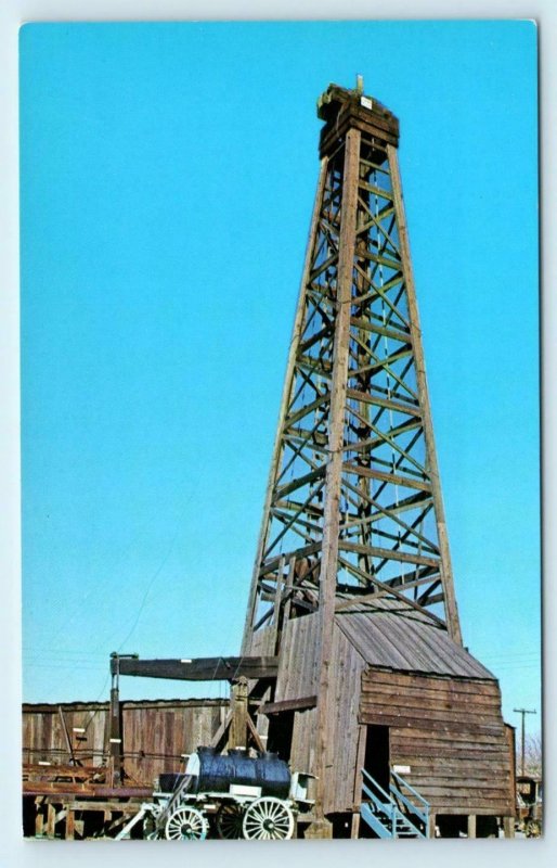 BAKERSFIELD, CA~Pioneer Village OIL DERRICK c1950s Kern County Roadside Postcard