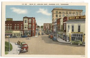 Postcard Main St Looking East Johnson City TN