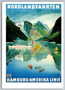 Hamburg-American Line Postcard - 1990's REPRINT OF 1929 TRAVEL POSTER